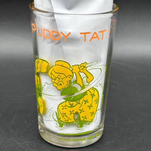 Warner Brothers Sylvester Tweety Juice Glass I Tawt I Taw A Puddy Tat (FJML) - Picture 2 of 5